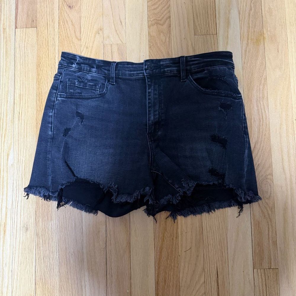 Women's Flying Monkey Black Distressed Jean Shorts Size 32 SKU636